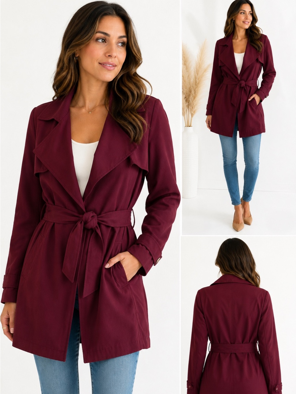 Banana Republic Women's Burgundy Trench Coat size small new